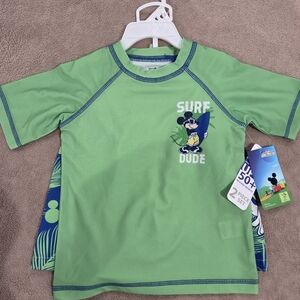 Disney Green & Blue Mickey Surf Rash Guard for Kids